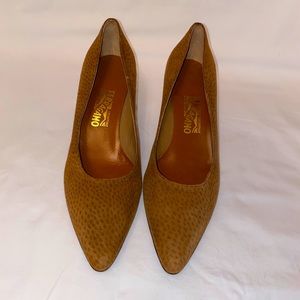 Salvatore Ferragamo Suede Tan Pointed Toe Pump